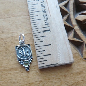 925 Solid Sterling Silver Tiny Butterfly with Peridot or Rainbow Moonstone Pendant or Earrings - Handmade in the USA