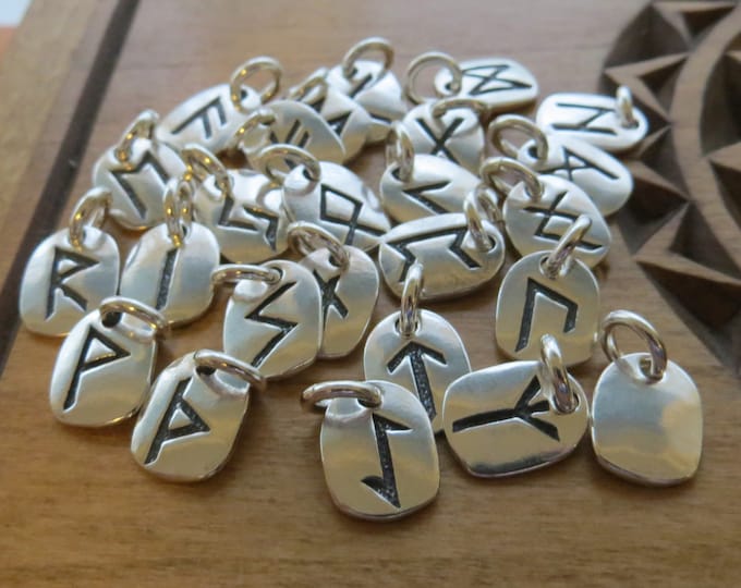 Solid 925 Sterling Silver My Original Set of all the Elder Futhark Viking Nordic Runes - Small Charms or Pendants - Priced individually -USA