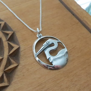 Solid 925 Sterling Silver Crane Heron Pendant Necklace Earrings - Handmade here in the USA - Chains are Optional-