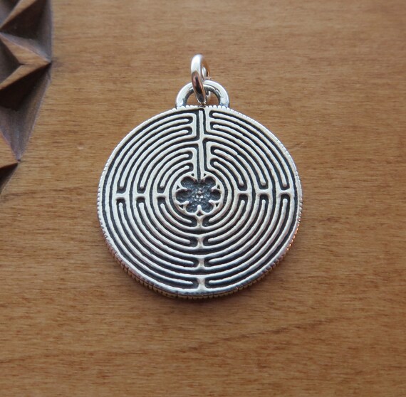 Sterling Silver Labyrinth Of Chartres Pendant Necklace My - Labyrinth Pendant Sterling Silver