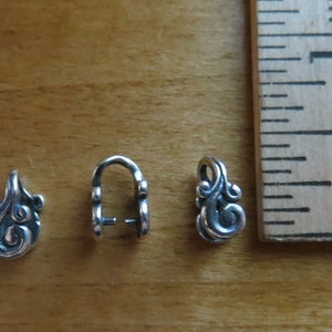 Solid 925 Sterling Silver Spiral Pinch Bails Small  for pendants or Earrings - sold in sets of 3, 6 or 9