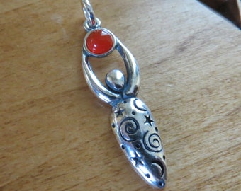 WithLoveSilver Sterling Silver 925 Moon Goddess & Loch Ness Coin Pendant