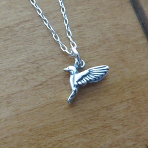 Solid 925 Sterling Silver 3D Tiny Hummingbird Charm Necklace or Earrings - Made here in the USA -Chain Optional