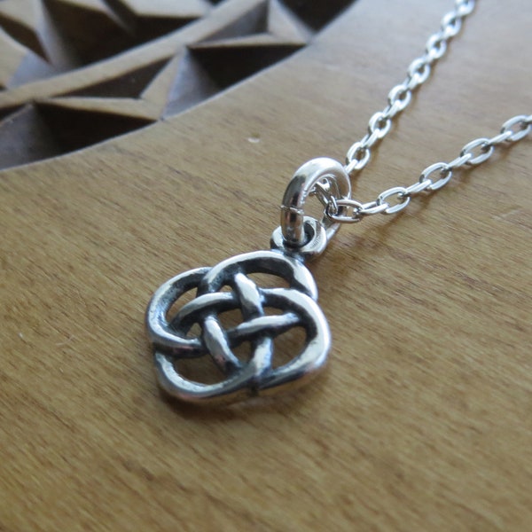 Solid 925 Sterling Silver Small Celtic Eternity Love Knot Charm Necklace or Earrings - Chains are Optional