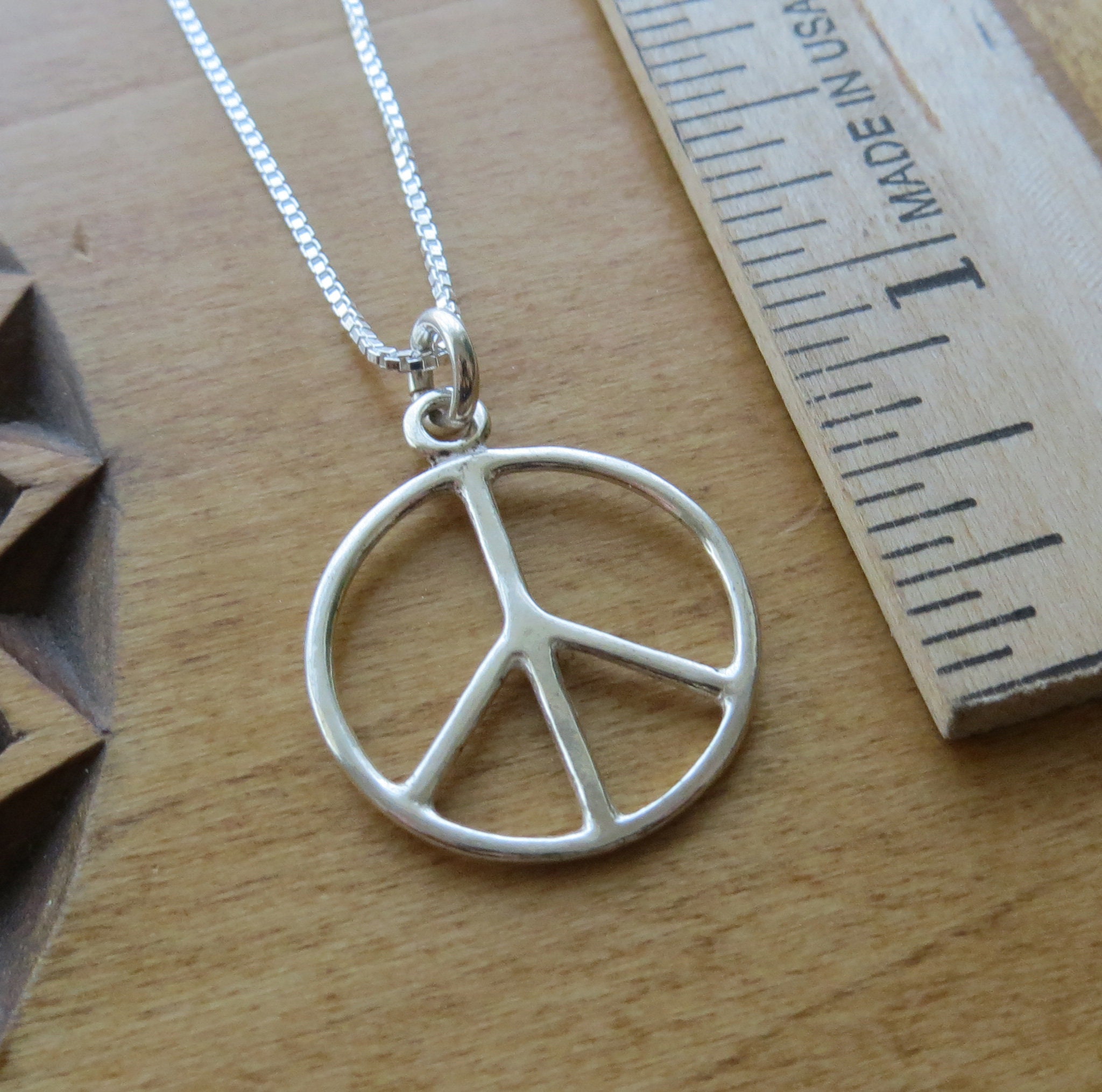 Peace Sign Symbol Charm Small Sterling Silver, Made in the USA Peace Sign Symbol Charm Small Sterling Silver, Made in the USA