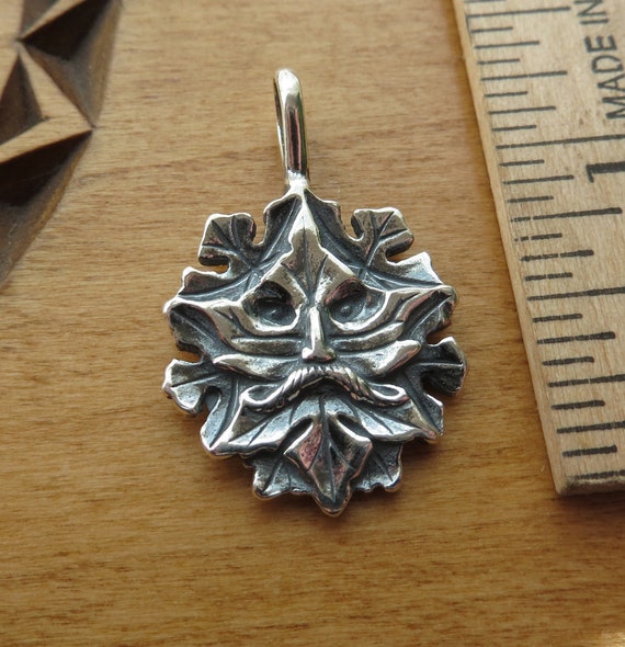 Sterling Silver Green Man My Original Pendant Necklace Chain - Green Man Pendant Silver Sterling Silver Green Man My Original Pendant Necklace Chain - Green Man Pendant Silver
