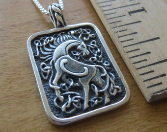 Solid 925 Sterling Silver Celtic Horse Epona Pendant Necklace My Original - Handmade here in the USA