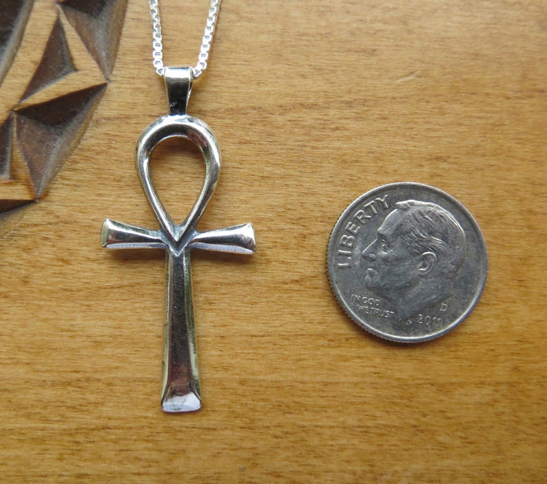 Chain Optional STERLING SILVER Simple Ankh Pendant Necklace