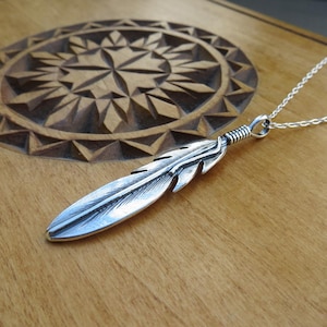 My Original Solid 925 Sterling Silver Large Raven Feather Pendant or Earrings - Handmade here in the USA - Chains are an Optional Purchase