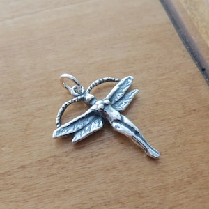 925 Solid Sterling Silver 3D Dragonfly Fairy Goddess My Original Pendant Necklace or Earrings - Handmade here in the USA