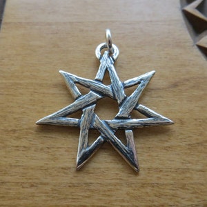 Solid 925 Sterling Silver My Original  Seven Pointed Fairy Star Heptagram Pendant Necklace - Handmade here in the USA- Chains are Optional