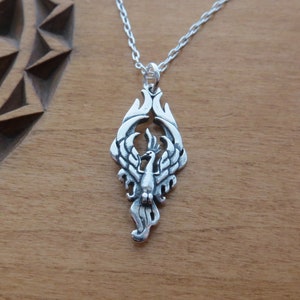Solid 925 Sterling Silver Double sided Phoenix Rising - Pendant or Earrings - My Original Design - Handmade here in the USA - Chain Optional