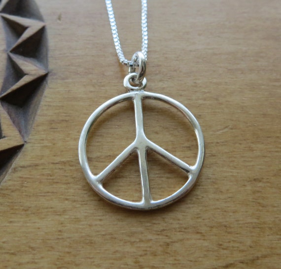 Sterling Silver Jewelry Pendants /& Charms 20 mm 27 mm CZ Peace Symbol Pendant