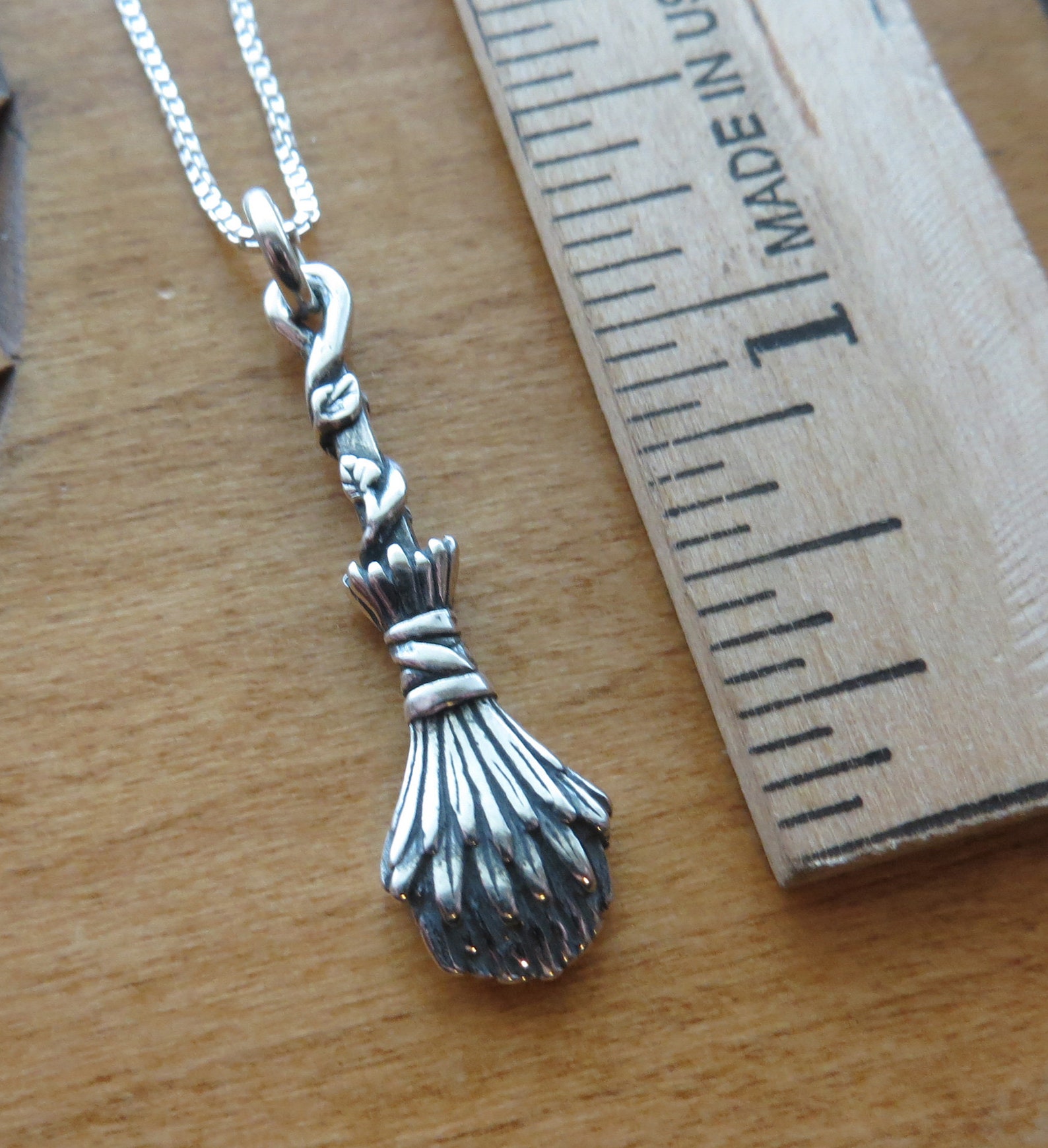 STERLING SILVER Besom Broom Broomstick Pendant Necklace or Etsy