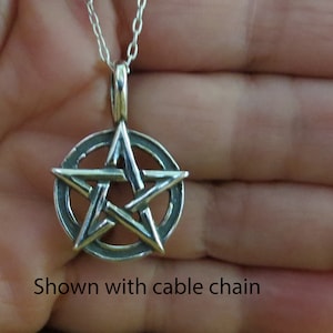 Solid 925 Handcast Sterling Silver Pentagram Pendant Necklace - Chains are Optional - Made in the USA