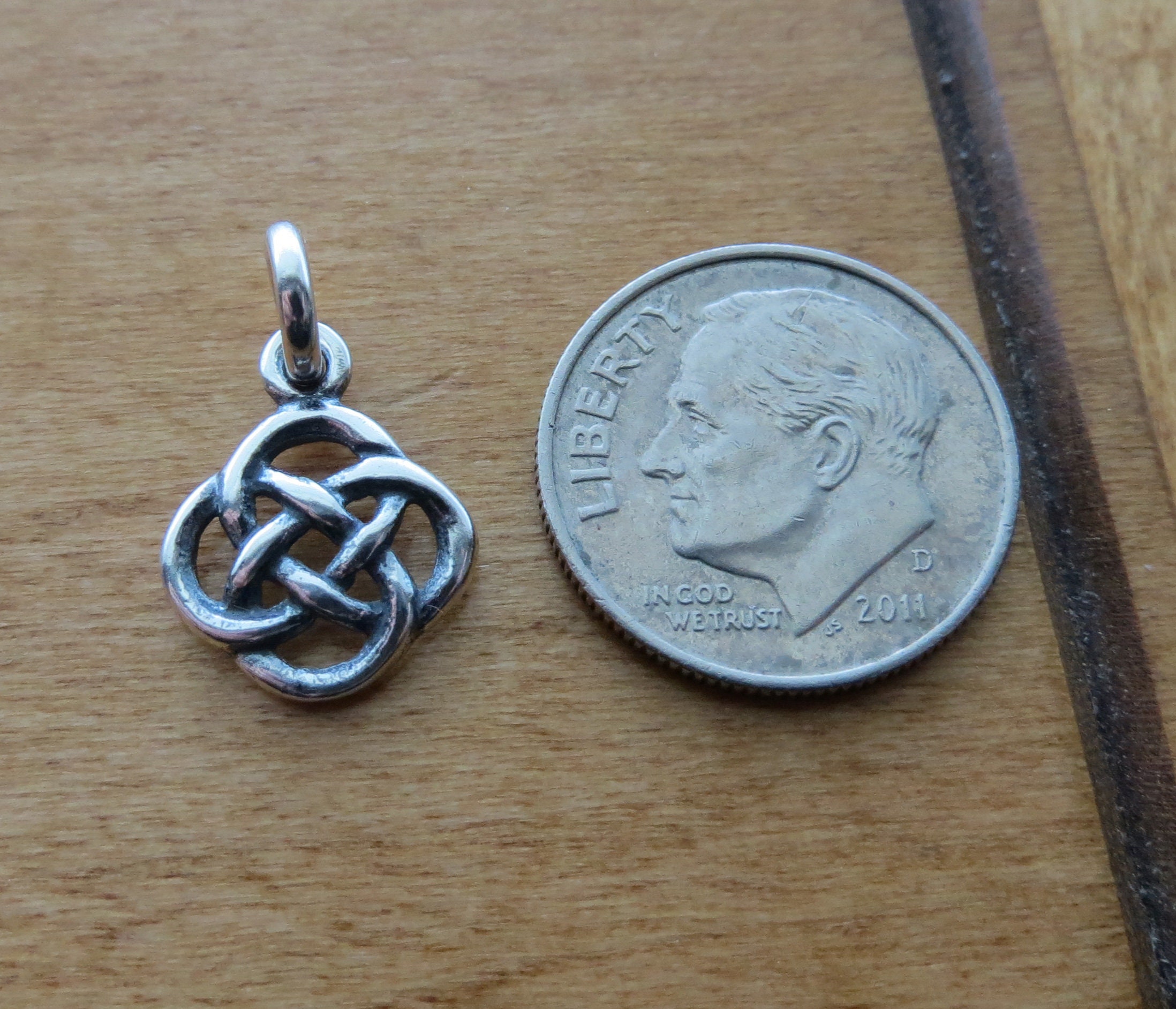 Solid 925 Sterling Silver Celtic Eternity Love Knot Charm or Earrings ...