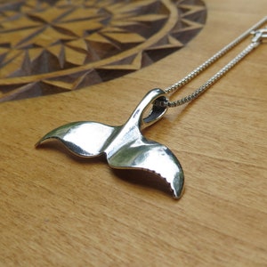 Solid 925 Sterling Silver 3D Double Sided Whale Tail Fluke Pendant Necklace - Handmade here in the USA - Chains are Optional