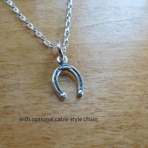 925 STERLING SILVER - Teeny Tiny Horse Shoe Charm Necklace  or Earrings - Chain Optional