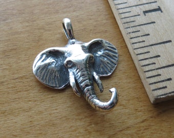925 Solid Sterling Silver Lucky Elephant Head Pendant Necklace and or Earrings  - Handmade here in the USA - Chains are Optional