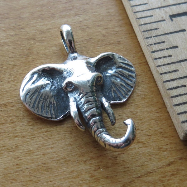 925 Solid Sterling Silver Lucky Elephant Head Pendant Necklace and or Earrings  - Chains are Optional