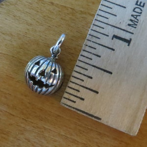 Solid 925 Sterling Silver Little Jack O Lantern Pumpkin Charm or Earrings - Handmade here in the USA - Chains are Optional