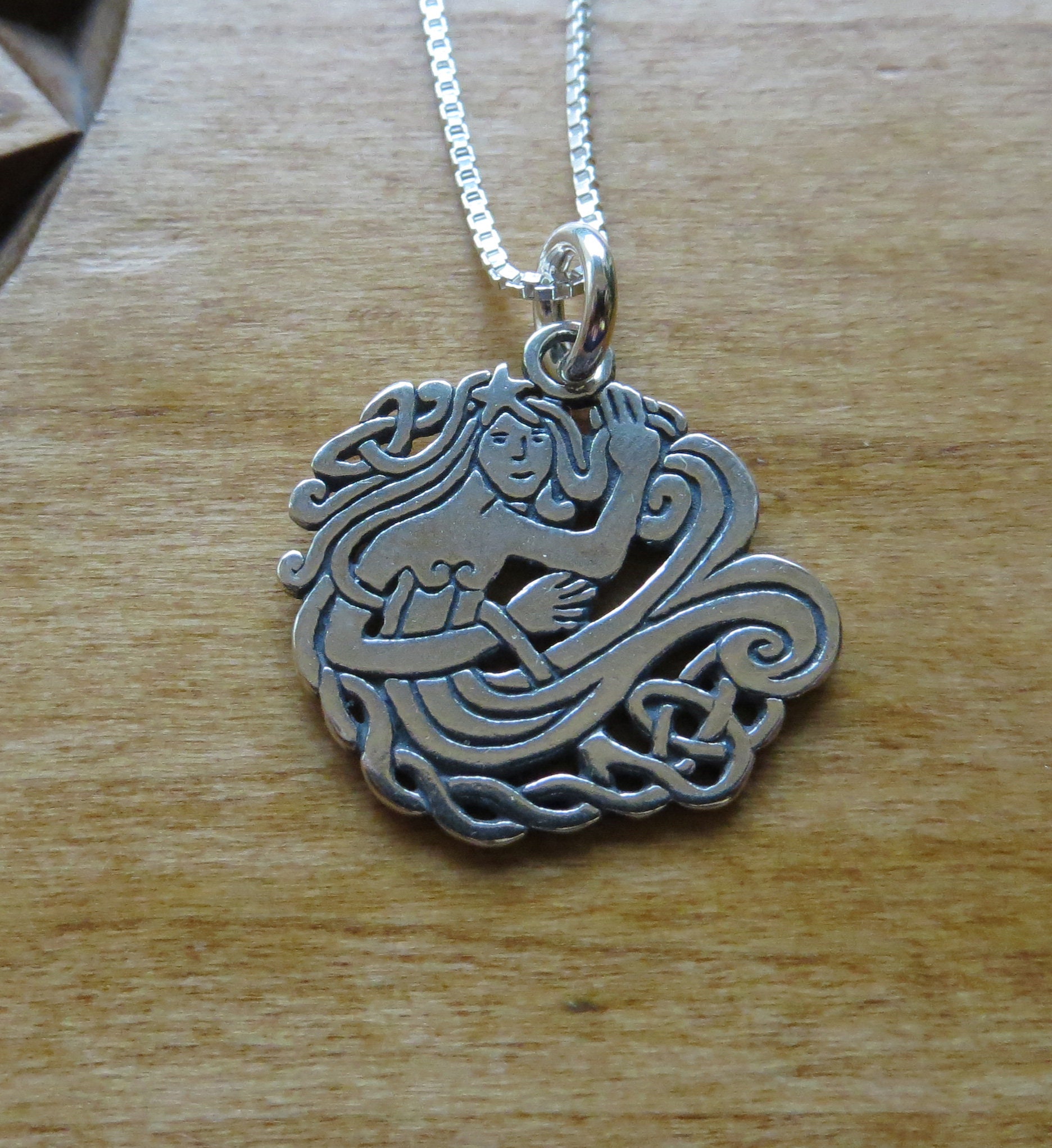 STERLING SILVER Celtic Knotwork Mermaid Pendant Necklace or | Etsy