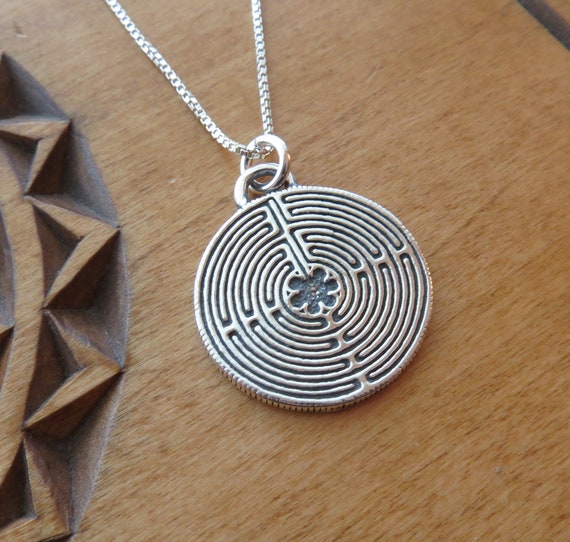 Sterling Silver Labyrinth Of Chartres Pendant Necklace My - Labyrinth Pendant Sterling Silver
