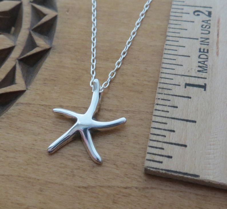 STERLING SILVER Starfish Sea Star Starfish Pendant Necklace Chain Optional