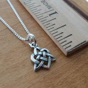 Solid 925 STERLING SILVER - My ORIGINAL Tiny Celtic Trinity Heart Love Knot Charm Necklace Gaelic pendant or earrings -  Chains are Optional