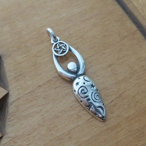 Solid 925 Sterling Silver My Original Celestial Goddess with a Pentagram Pendant or Earrings - Handmade here in the USA