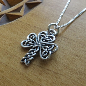 Solid 925 Sterling Silver Celtic Shamrock Hearts Charm Necklace or Earrings - Chain Optional
