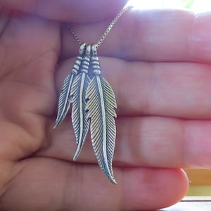 Solid 925 Sterling Silver Double sided Small, Medium or Large Eagle Raven Bird Feathers Charms - Handmade here in the USA
