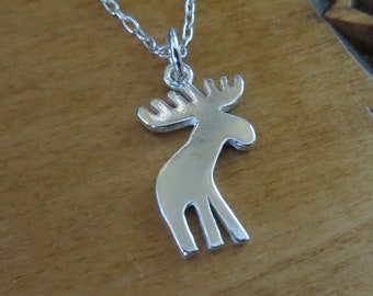 Solid 925 Hand Cast Double Sided Sterling Silver Moose Charm or Earrings - Chains are Optional