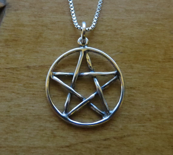 Solid 925 Sterling Silver Double Sided Pentagram Pentacle  Pendant Necklace Charm or Earrings - Handmade here in the USA