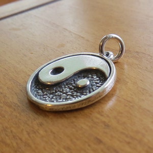 Solid 925 Sterling Silver Yin Yang Medallion Pendant Necklace Charm - Handmade in the USA