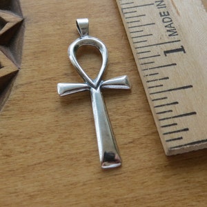 Solid 925 Sterling Silver Ankh Key of Life Pendant Necklace - Handmade in the USA - Chains are Optional