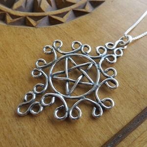 925 Solid Sterling Silver Large Pagan Wiccan Pentagram Pendant Necklace, Charm Holder -  Chain Optional