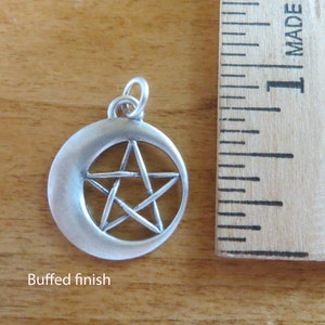 Solid 925 Sterling Silver Waxing and Waning Double sided Crescent Moon Pentagram  Necklace or Earrings - Chain Optional