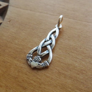 Solid 925 Sterling Silver Small Irish Celtic Claddagh Love Charm Necklace or Earrings - Handmade in the USA - Chain Optional