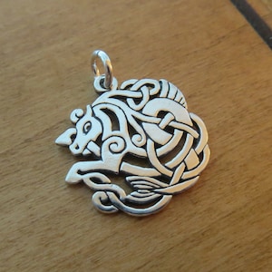 Solid 925 Sterling Silver Double Sided Celtic Sea Horse Kelpie Pendant Necklace  - Handmade here in the USA