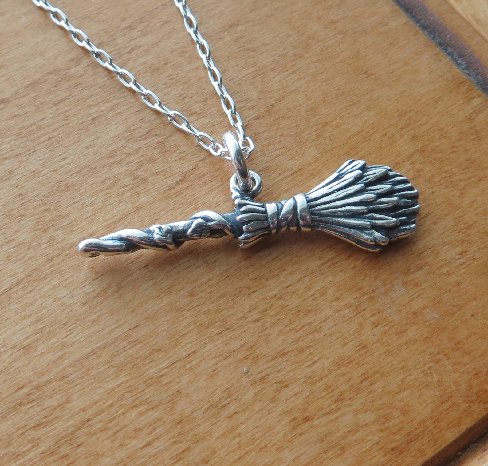 STERLING SILVER Besom Broom Broomstick Pendant Necklace or Etsy