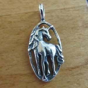 Solid 925 Sterling Silver Petite Vintage Style Unicorn Pendant Necklace - Chains are Optional