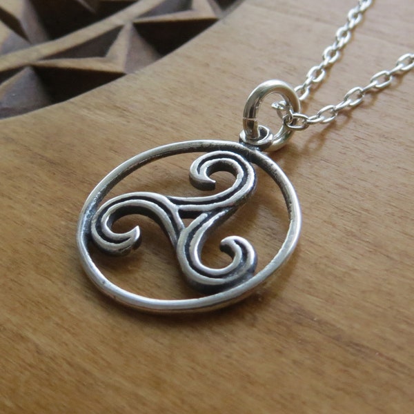 Solid 925 Sterling Silver Triskele Spirals Tinity Triple Goddess Celtic Charm Necklace or Earrings  - Chains are Optional