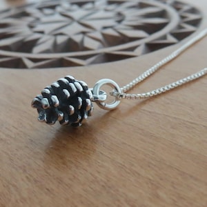 Solid 925 Sterling Silver Pine Cone 3D Tree Charm Necklace or Earrings  - Handmade here in the USA - Chains are Optional