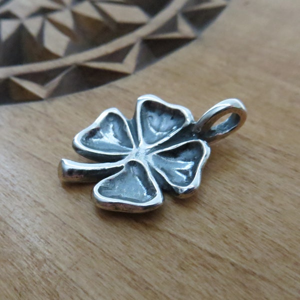 Solid 925 Sterling Silver Four Leaf Clover Shamrock Pendant Necklace My Original - Chains are Optional - Handcast in the USA
