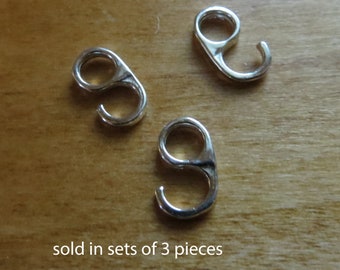 Solid 925 Sterling Silver pendant or charm bail - jewelry DIY components (sold in sets of 3, 6, 9, or 12)