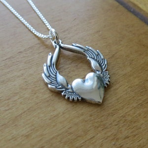 Solid 925 Sterling Silver Winged Heart My original design, Pendant Necklace or Earrings - Handmade here in the USA - Chains are Optional