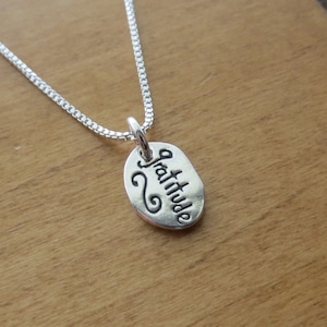 Solid 925 Sterling Silver Double sided Gratitude Charm Necklace or Earrings- Handmade here in the USA - Sterling Chains are Optional