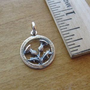 STERLING SILVER Scottish Thistle Charm Necklace or Earrings -Chain Optional