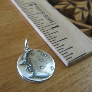 Solid 925 Sterling Silver Vintage Style Moon and Stars Necklace, Charm or Earrings - Handmade in the USA -